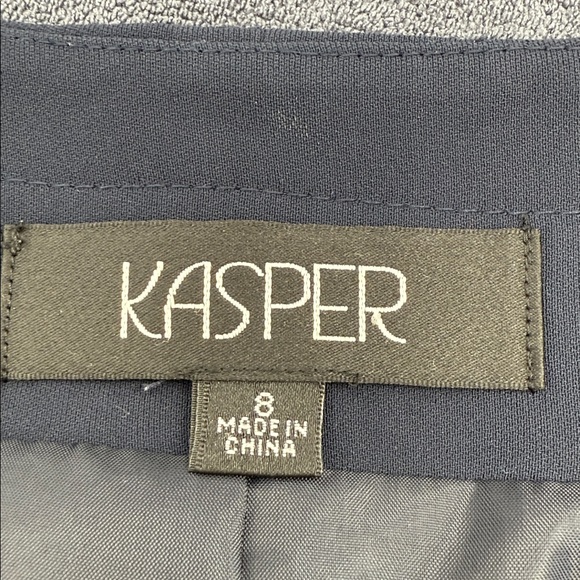 Kasper Womens Navy Gold Button Blazer 8 Structured Minimalist Classic Jacket - Picture 7 of 8